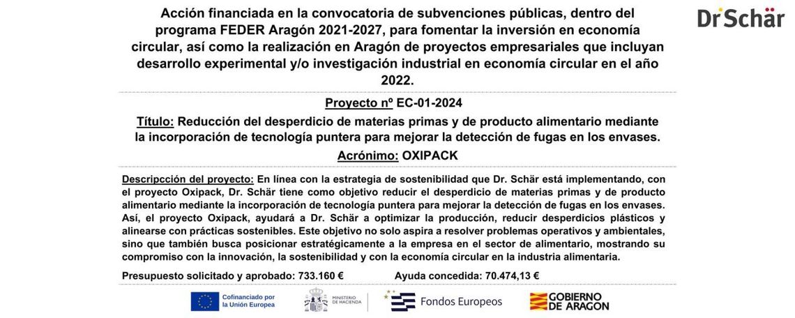 Subvención para Dr. Schär España S.L.U.