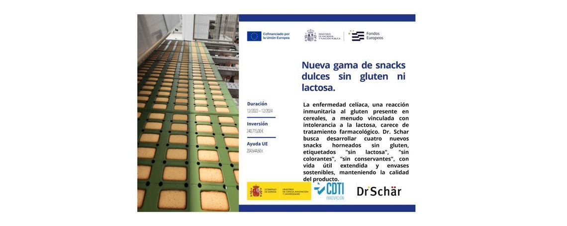 Nueva gama de snacks dulces sin gluten ni lactosa.